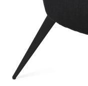 Fauteuil lounge design à accoudoirs 'STEEL COBBE' en tissu noir pieds en métal noir