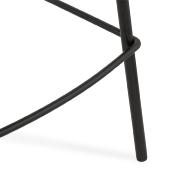 Tabouret de bar design à accoudoirs 'CARINO' en tissu bouclé blanc avec 4 pieds en métal noir dossier haut