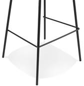 Tabouret de bar design de style moderne 'KESKI' en tissu bouclé blanc avec 4 pieds et repose pieds en métal noir dossier haut