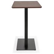 Table de bar haute design 'Tvillin Black' noyer double pied central en métal noir – 150 x 70 cm