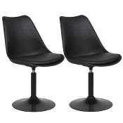 Chaise design pivotante 'Tulipe Kolor' noire pied central - Lot de 2