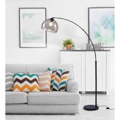 Lampadaire design 'Arc' abat jour en acrylique gris et structure et socle en métal noir mat
