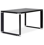 Bureau de direction droit 'Small Business' bois noir pieds métal noir et métal chromé – 140 x 70 cm