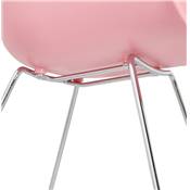 Chaise design à accoudoirs 'Lotusjärn' rose pieds tréteaux en métal chromé