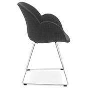 Chaise design à accoudoirs 'Lotusjärn' en tissu gris foncé pieds tréteaux en métal chromé