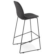 Tabouret de bar empilable 'Verk' en tissu gris foncé avec pieds en métal noir et dossier haut