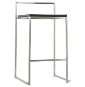 Tabouret de snack mi-hauteur empilable carré 'Iron Mini' noir pieds en métal brossé dossier bas