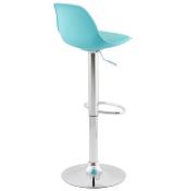 Tabouret de bar réglable design 'Sohoye' pivotant bleu pied et repose pieds chromé dossier haut