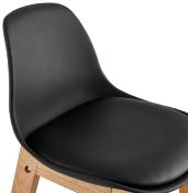 Tabouret de snack mi-hauteur design scandinave 'Topo Mini' noir 4 pieds en bois naturel dossier haut