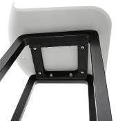 Tabouret de snack mi-hauteur design 'Skala Black Edition' blanc pieds tréteaux bois noir dossier bas