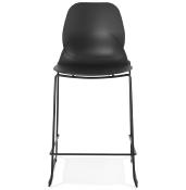 Tabouret de snack mi-hauteur empilable 'Great Mini' noir 4 pieds repose pieds métal dossier haut