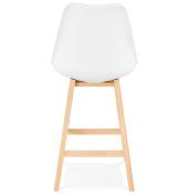 Tabouret de snack mi-hauteur design scandinave 'Chairman Mini' blanc 4 pieds bois dossier haut