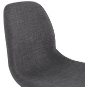 Tabouret snack mi-hauteur scandinave 'Verkwood Mini' tissu gris foncé 4 pieds bois dossier haut