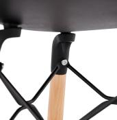 Tabouret de bar scandinave 'Greatwood' noir 4 pieds bois et repose pieds en métal noir dossier haut