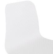 Tabouret de snack mi-hauteur scandinave 'Slakwood Mini' blanc 4 pieds bois repose pieds dossier haut