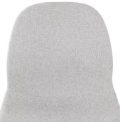 Tabouret de bar scandinave 'Verkwood' tissu gris clair 4 pieds bois repose pieds métal noir dossier haut