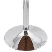 Table de bar haute design ronde 'Barry' mange debout en noyer avec pied central en métal chromé