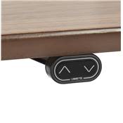 Bureau design assis-debout électrique 'SMALL TECH' en noyer pieds en métal blanc - 150 x 70 cm