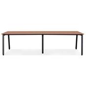 Double bureau bench / table de réunion 'INCONTRO DUE' en noyer pieds en métal noir - 280 x 140 cm