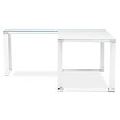 Bureau de direction d'angle design 'GLASSTOP L' plateau en verre pieds métal