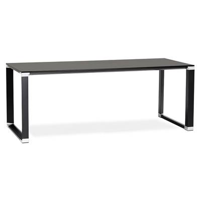 Grand bureau de direction moderne 'BUSINESS XL' bois noir pieds métal noir et chromé – 160 x 80 cm