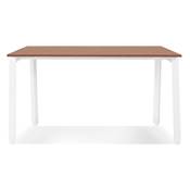 Bureau de direction design 'INCONTRO MINI' plateau en noyer avec pieds en métal blanc - 160 x 80 cm
