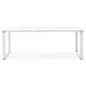 Grand bureau de direction 'GLASSTOP XL' en verre blanc pieds métal blanc et chromé – 160 x 80 cm