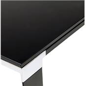 Grand bureau direction droit 'AFER GLASS XL' verre noir 4 pieds métal noir et chromé – 200 x 100 cm