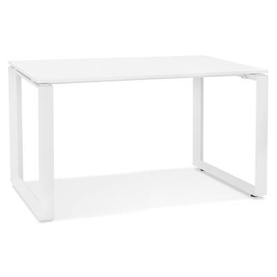 Petit bureau droit design 'MEET MINI' plateau en bois blanc avec pieds en métal blanc - 120 x 60 cm