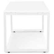 Petit bureau droit design 'GLASS MEET MINI' en verre blanc pieds en métal blanc - 120 x 60 cm