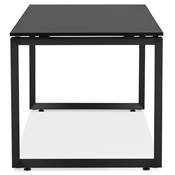 Bureau droit design 'MEET SMALL' plateau en bois noir avec pieds en métal noir - 160 x 80 cm