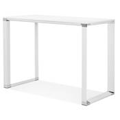Bureau droit design haut 'HIGH BUSINESS' en bois blanc pieds en métal blanc et chromé – 140 x 70 cm