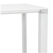 Bureau droit design haut 'HIGH GLASSTOP' en verre blanc pieds métal blanc et chromé – 140 x 70 cm