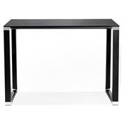 Bureau droit design haut 'HIGH GLASSTOP' en verre noir pieds en métal noir et chromé – 140 x 70 cm