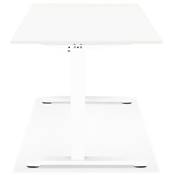 Bureau droit réglable en hauteur design 'MODULARE' blanc en bois pieds en métal blanc - 160 x 80 cm