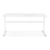 Bureau droit / table de travail design 'DISEGNO' blanc en bois pieds en métal blanc - 160 x 80 cm