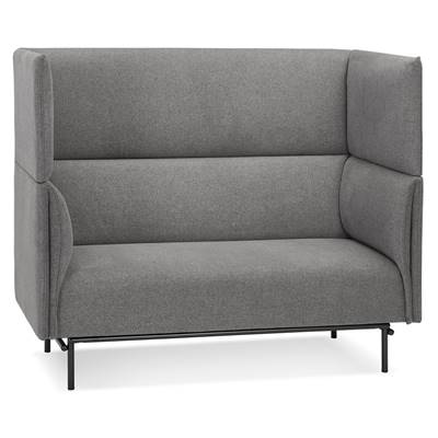 Canapé acoustique 2 places design dossier haut 'INTIME' en tissu gris foncé 4 pieds en métal noir