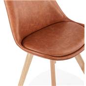 Chaise scandinave design 'Halmstad' marron avec 4 pieds en bois naturel