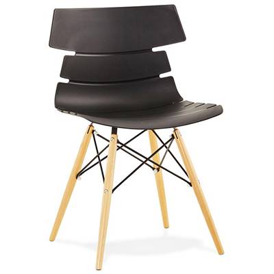Chaise scandinave design 'Sjöbo' noire avec 4 pieds en bois naturel et métal noir
