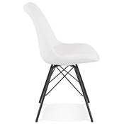 Chaise design de style baroque 'GORD' en tissu bouclé blanc avec 4 pieds en métal noir