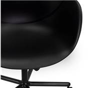 Chaise de bureau à accoudoirs design à roulettes dossier bas 'MINISTRY' noire pieds en métal noir