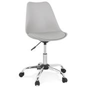 Chaise de bureau à roulettes design 'TULIP' grise pieds en métal chromé