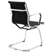 Chaise de bureau design 'SLAT' noire avec pieds en métal chromé