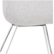 Chaise design à accoudoirs 'LOTUSJÄRN' en tissu gris clair pieds tréteaux en métal chromé