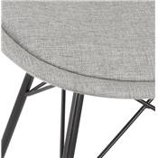 Chaise design 'GORD' en tissu gris clair et 4 pieds avec croisillons en métal noir