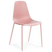 Chaise design intérieur / extérieur 'EASY' assise en resine rose 4 pieds en métal rose