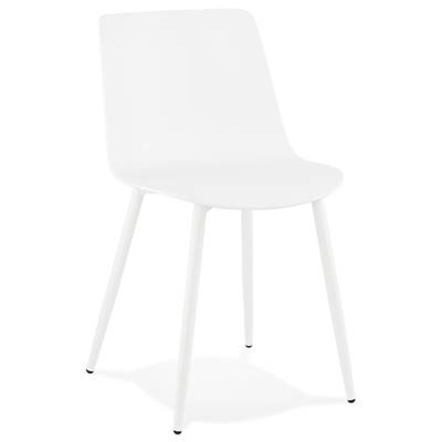 Chaise design moderne 'SILDE' blanche avec 4 pieds en métal blanc