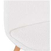Chaise design de style moderne 'MILANO' en tissu bouclé blanc noir avec 4 pieds en bois naturel
