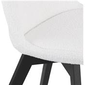 Chaise design de style moderne 'BLACK MILANO' en tissu bouclé blanc noir avec 4 pieds en bois noir