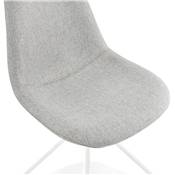 Chaise design style industriel 'PERRY' en tissu gris clair avec 4 pieds en métal blanc